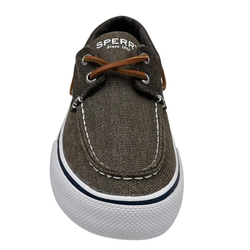 Sperry Men's Big Boys Bahama II Canvas Boat Shoes Size 4.5 Olive Casual Shoes
